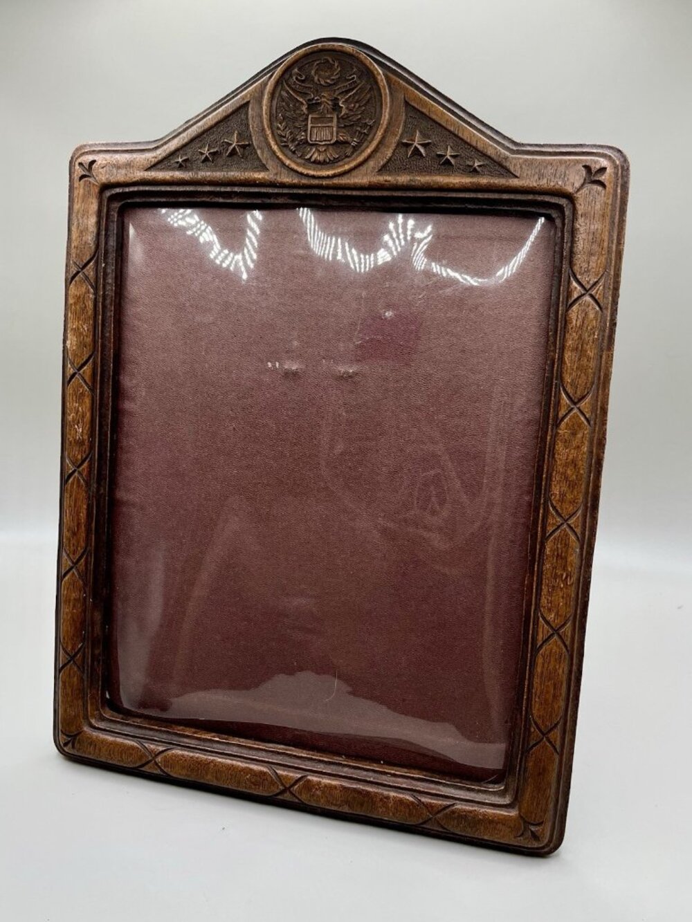 VTG 30s OrnaWood American Eagle Picture Frame Military Patriotic Colonial Rustic